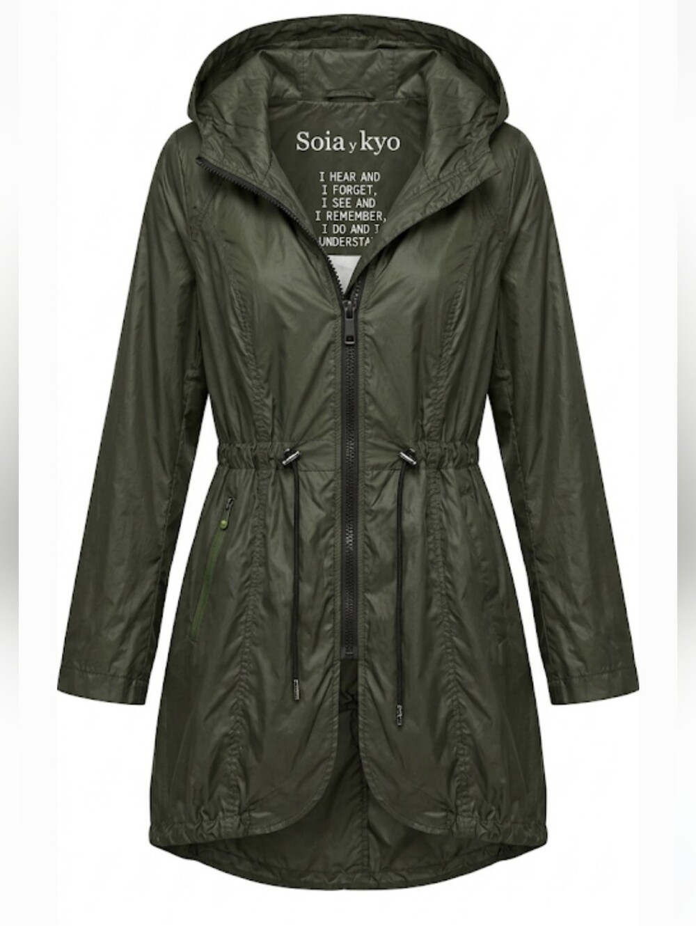 Soia y Kyo women's green lightweight nylon windbreaker jacket size S